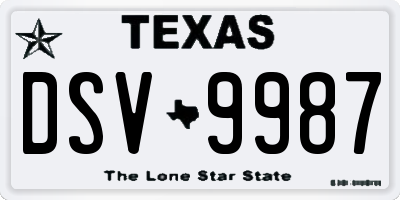TX license plate DSV9987