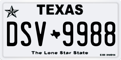 TX license plate DSV9988