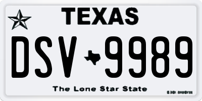 TX license plate DSV9989
