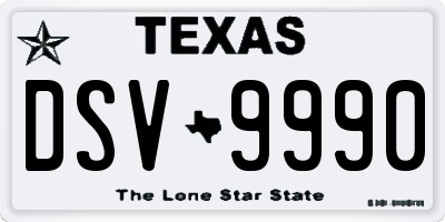 TX license plate DSV9990