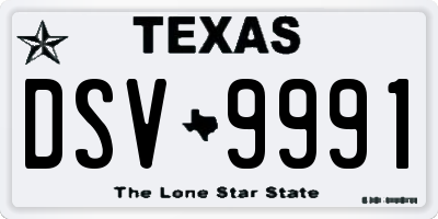 TX license plate DSV9991