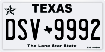 TX license plate DSV9992