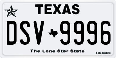 TX license plate DSV9996
