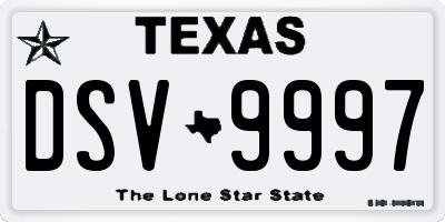 TX license plate DSV9997