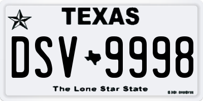TX license plate DSV9998
