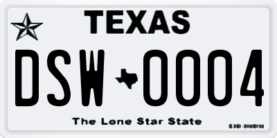 TX license plate DSW0004