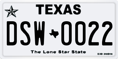 TX license plate DSW0022