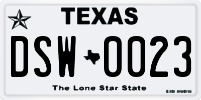 TX license plate DSW0023