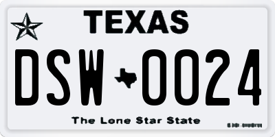TX license plate DSW0024