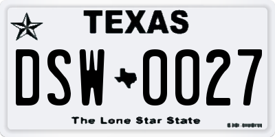 TX license plate DSW0027