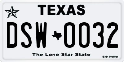 TX license plate DSW0032