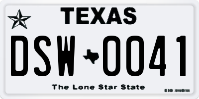 TX license plate DSW0041