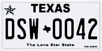 TX license plate DSW0042