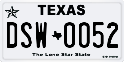 TX license plate DSW0052