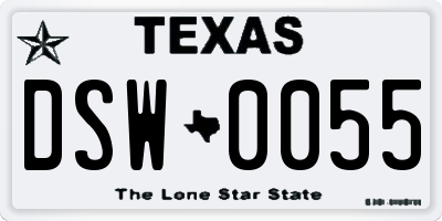 TX license plate DSW0055