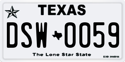 TX license plate DSW0059