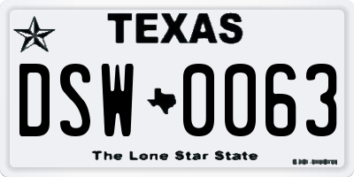 TX license plate DSW0063