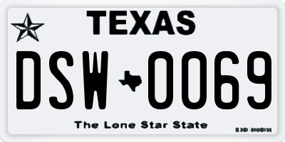 TX license plate DSW0069