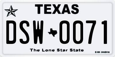 TX license plate DSW0071