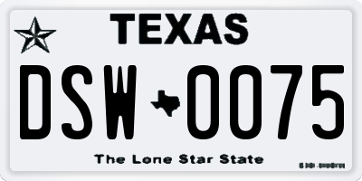 TX license plate DSW0075