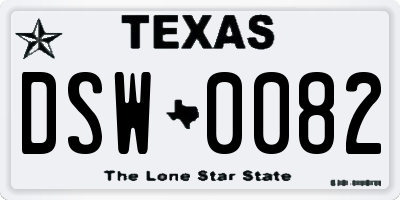 TX license plate DSW0082