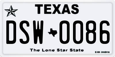 TX license plate DSW0086
