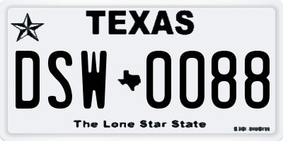 TX license plate DSW0088