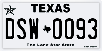 TX license plate DSW0093