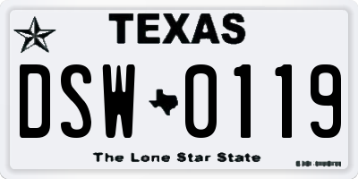 TX license plate DSW0119