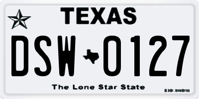 TX license plate DSW0127