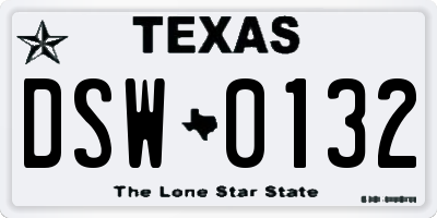 TX license plate DSW0132