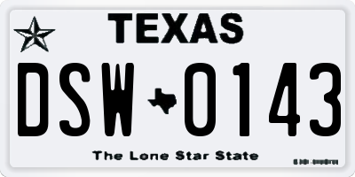 TX license plate DSW0143