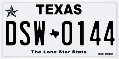 TX license plate DSW0144