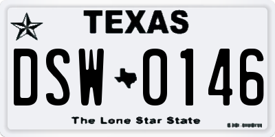 TX license plate DSW0146