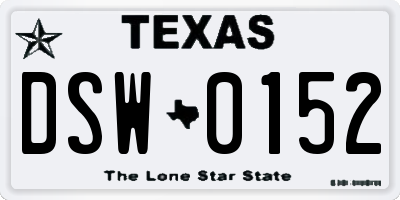 TX license plate DSW0152