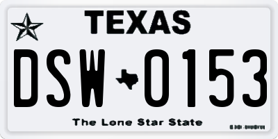 TX license plate DSW0153