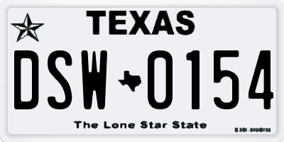 TX license plate DSW0154