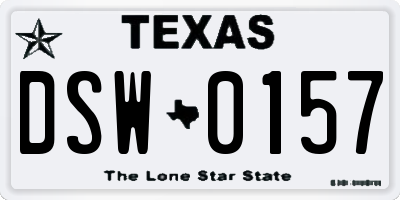 TX license plate DSW0157