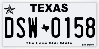 TX license plate DSW0158