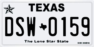 TX license plate DSW0159