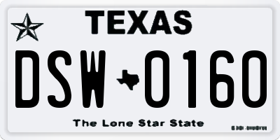 TX license plate DSW0160