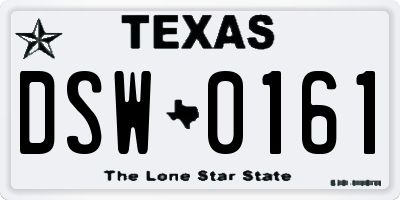 TX license plate DSW0161