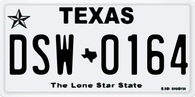 TX license plate DSW0164