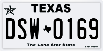 TX license plate DSW0169