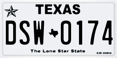 TX license plate DSW0174