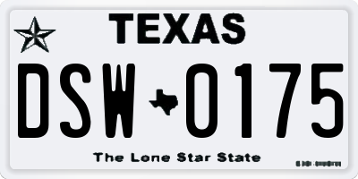 TX license plate DSW0175