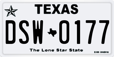 TX license plate DSW0177