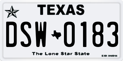 TX license plate DSW0183