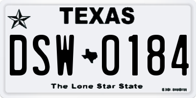 TX license plate DSW0184