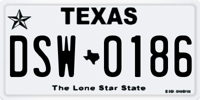 TX license plate DSW0186